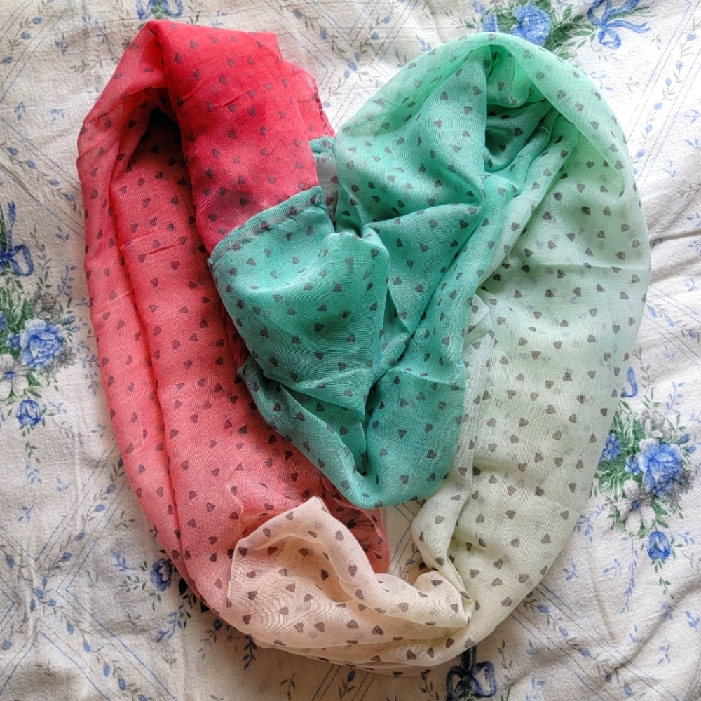 Ombre Infinity Scarf with Hearts